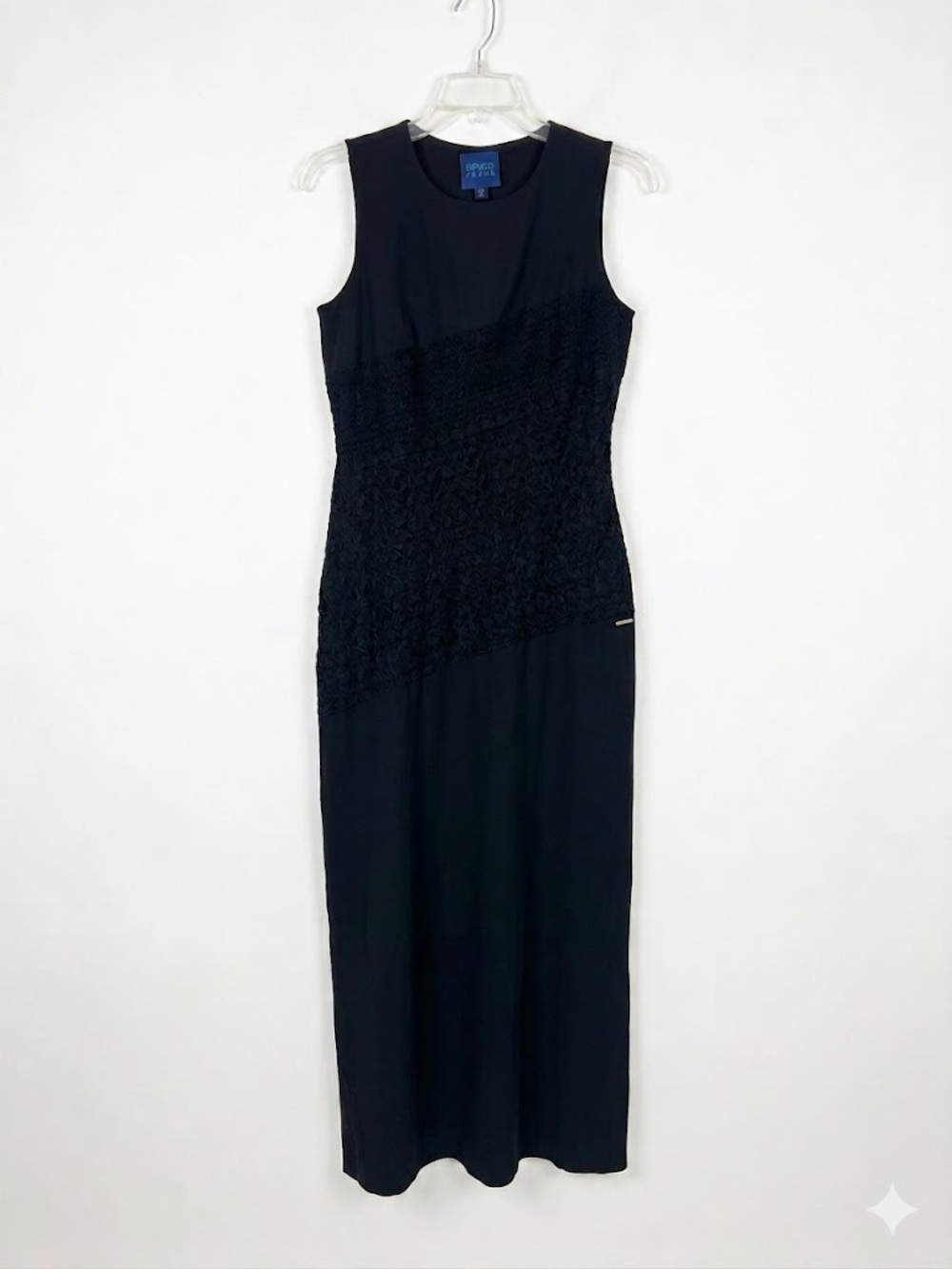 Kenzo Jeans 90’s Minimalist Black Dress Popcorn Texture Asymmetrical Waist 38 - Picture 2 of 9